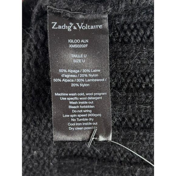 B45 Zadig & Voltaire Hoodie Cardigan Sweater Bird Fringe Alpaca Wool OS Grunge - Picture 6 of 7